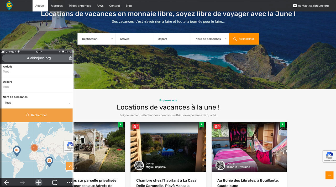 Capture d'écran projet Airbnjune.org