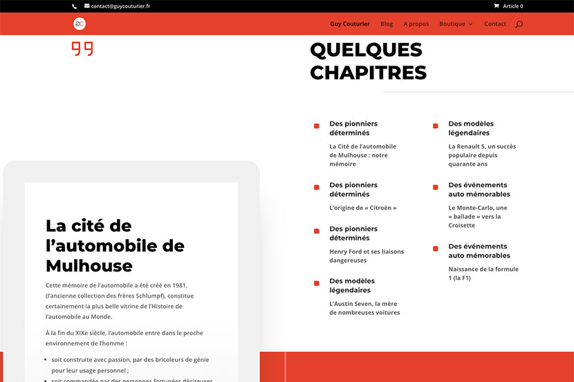 capture d'écran de la réalisation du site guycouturier.fr